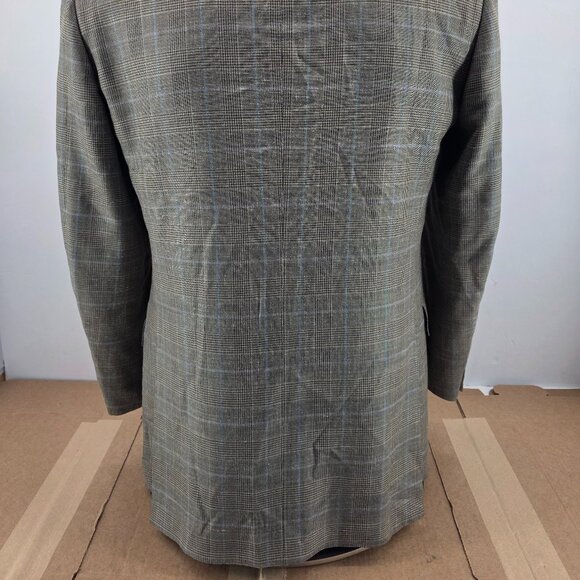Ermenegildo Zegna 44L Sport Coat Gray Windowpane Wool Silk Linen Blazer Jacket - Picture 13 of 13